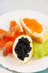 sandwich with  black caviar