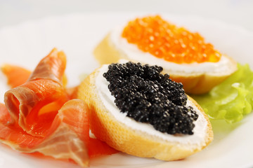 sandwich with caviar