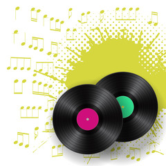 two vinyls with splash of notes