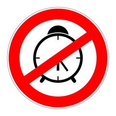 prohibition sign no alarm clock
