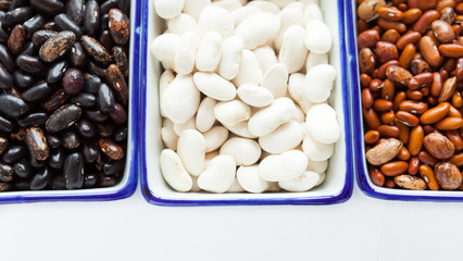 three kinds of raw beans