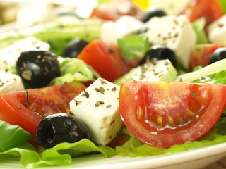 Feta and olives in salad