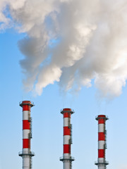 Smoking chimneys polluting the environment