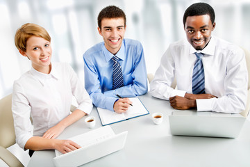 Businesspeople working at meeting