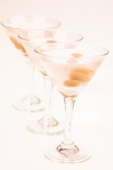 Dry Martini Cocktails in a row