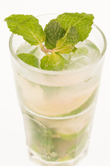 Mojito Cocktail close up isolated over white