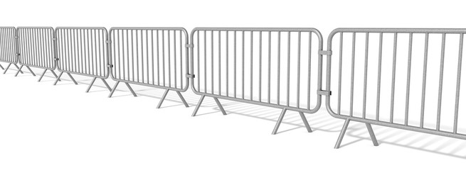 Chaine de barrières de sécurité sur fond blanc 2