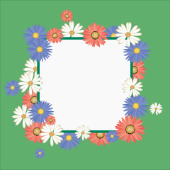Vector frame with colorful flowers