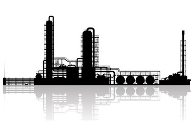 Oil Refinery Plant Silhouette
