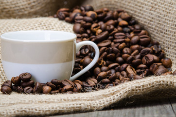 kaffee auf leinensack