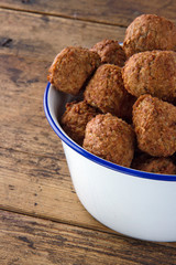 Meatballs in a white bowl
