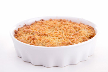 apple crumble on white