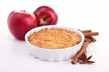 apple crumble on white
