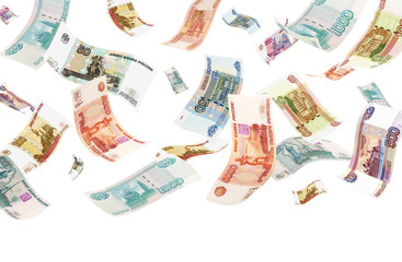 Falling Roubles (isolated with copyspace)