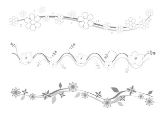 3 frises fleurs - couleur grise