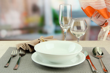 Table setting at restaurant