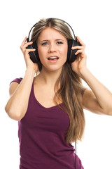 Naklejka premium Listening music, dancing and singing