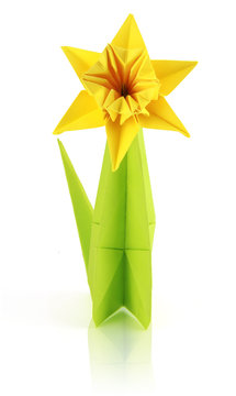Origami yellow narcissus