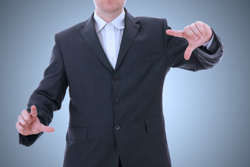 Business man with empty hands isolated on white