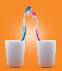Toothbrushes. Love concept