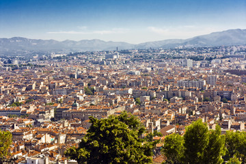 areal view on Marseille from mountian, France