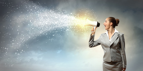 businesswoman with megaphone