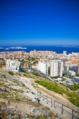 areal view on Marseille from mountian, France