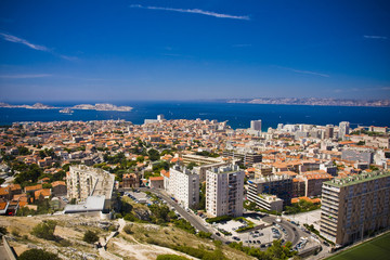 areal view on Marseille from mountian, France