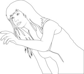 Sketch of the girl who has given forward a hand