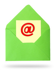 Envelope with paper sheet - concept of email