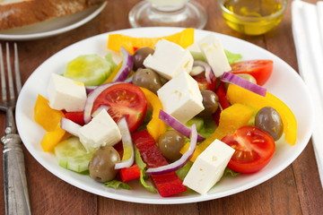 salad with cheese on the plate