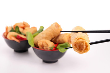 spring roll and chopsticks
