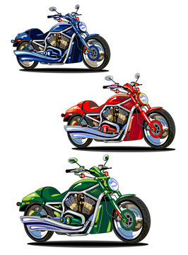 set of isolated bikes (green, blue and red)