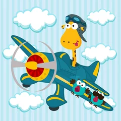 Cercles muraux Avion, ballon girafe dans un avion