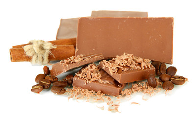 Milk chocolate isolated on white