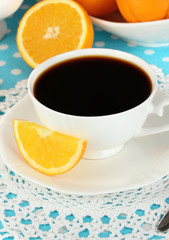 Beautiful white dinner service with oranges
