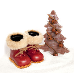 bottes de papa noel et son sapin