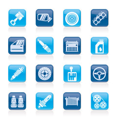 Detailed car parts icons - vector icon set