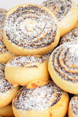 Homemade cookie roll with poppy, close up