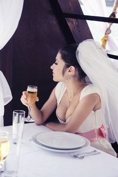 Bride on the yacht.