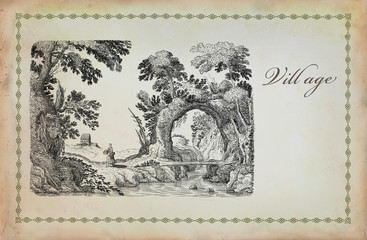 Obraz premium Old village illustration