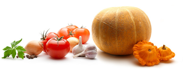 Vegetables on the white background