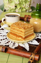 Cake with coffee for breakfast