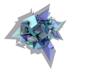 3d abstract blue spiked electric shape with shadow