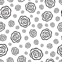 Papier Peint photo Fleurs noir et blanc Illustration vectorielle de modèle sans couture avec des roses