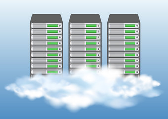 Cloud computing concept with servers