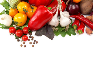 Healthy food. Fresh vegetables on a white background.