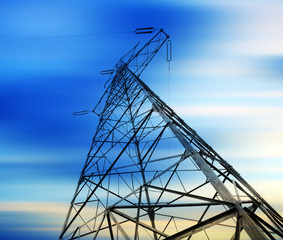 High-voltage tower sky background