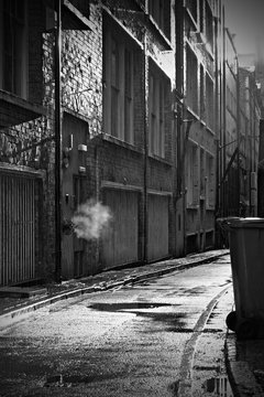 Dark Mysterious Alleyway On A Rainy Day