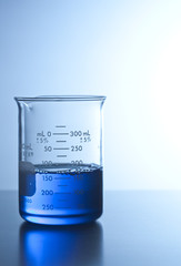 chemical blue liquid a beaker 